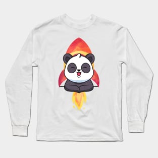 Cute Rocket Panda - Adorable Panda - Kawaii Panda Long Sleeve T-Shirt